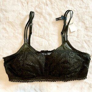 NWT Aerie Dark Green Real Power Wireless Push Up Joy Convertible Lace Bra - 36C